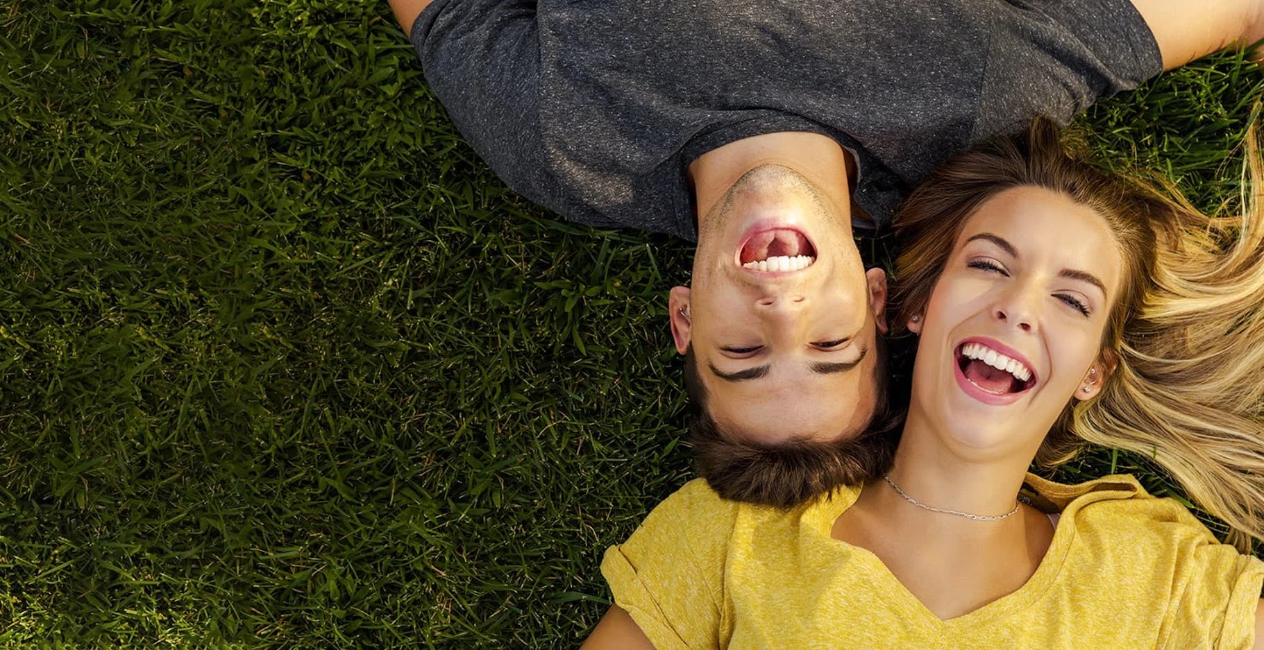 Smiling couple — choosing the right dentist together