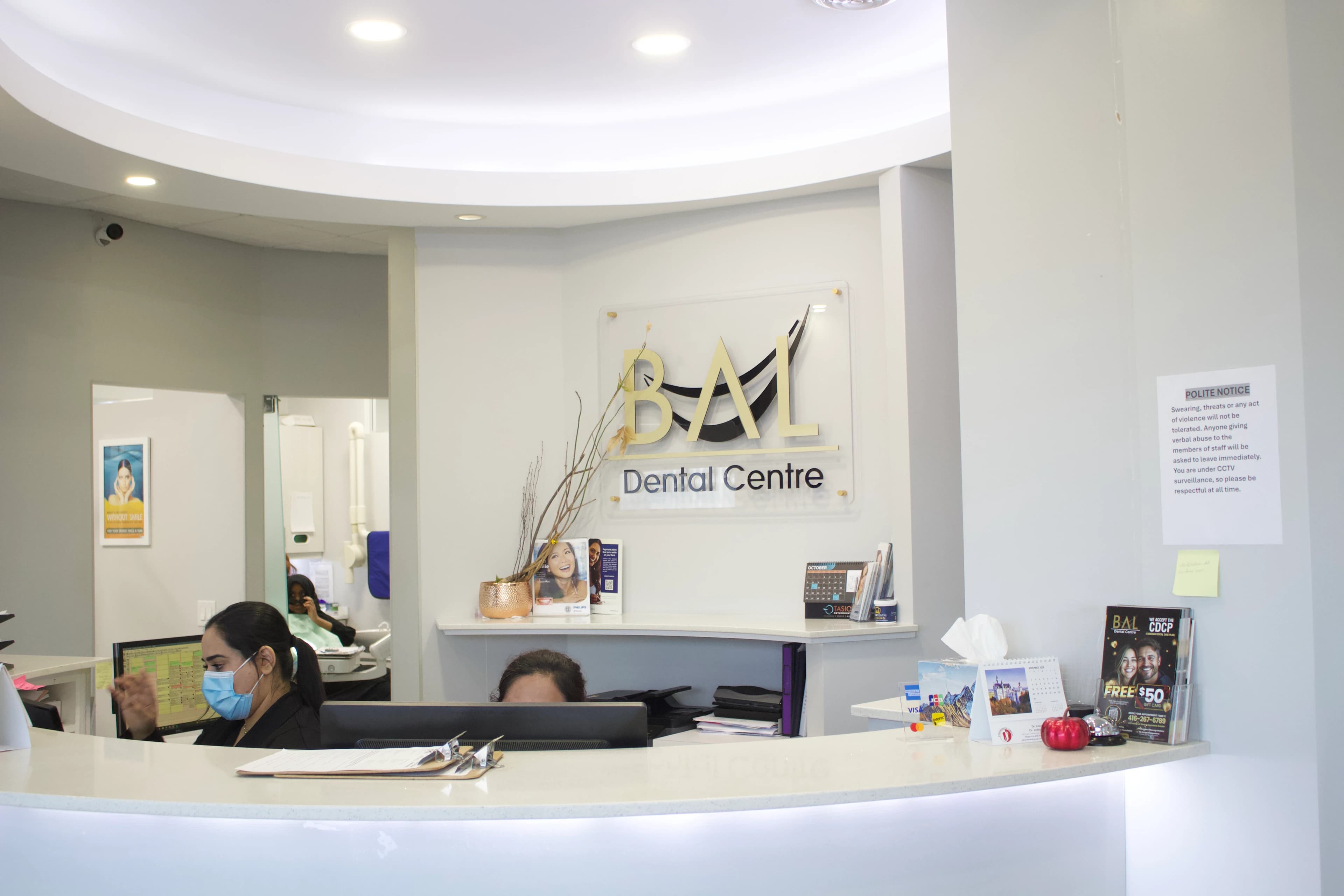 Bal Dental Centre reception desk in Scarborough