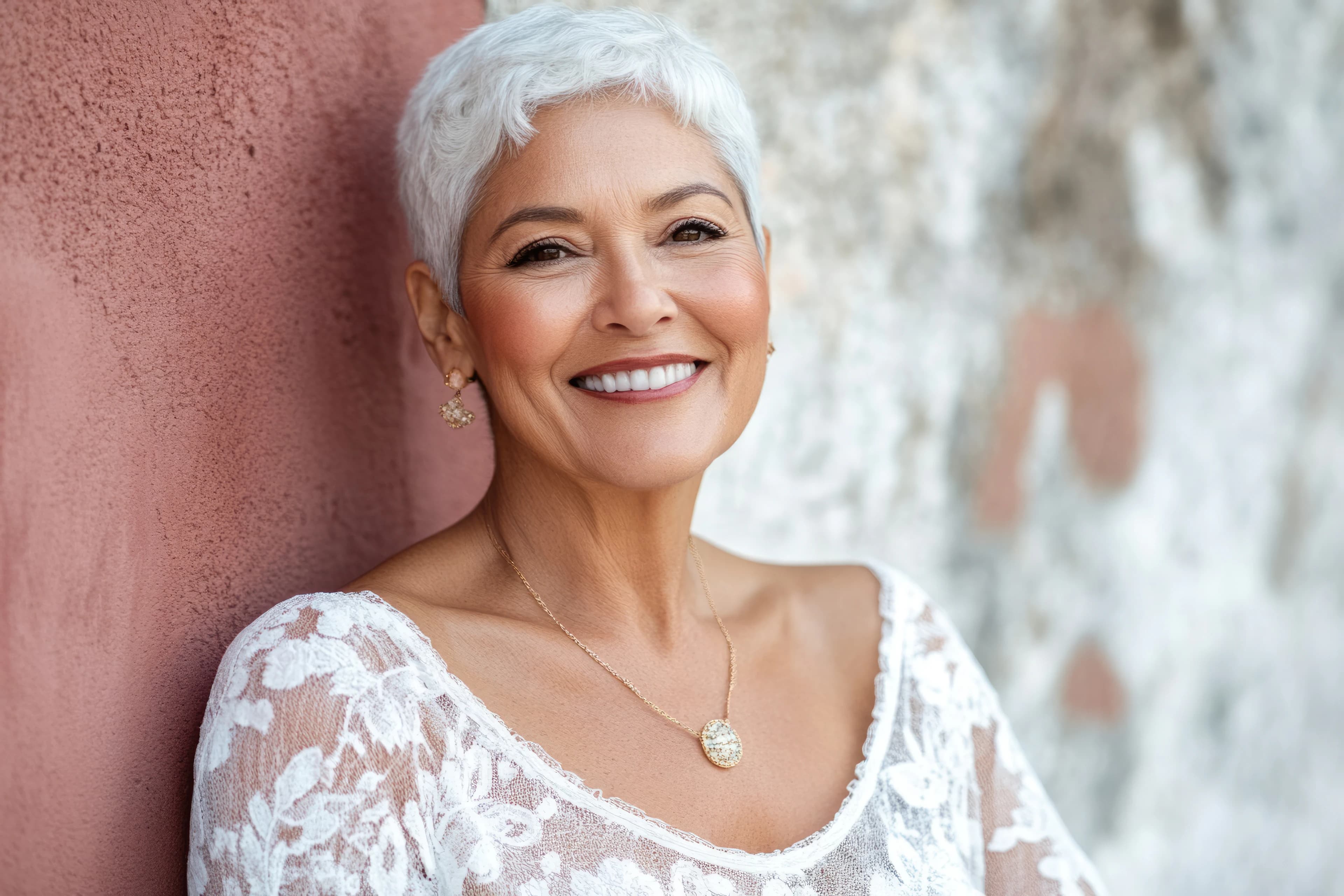 Elegant senior woman smiling naturally