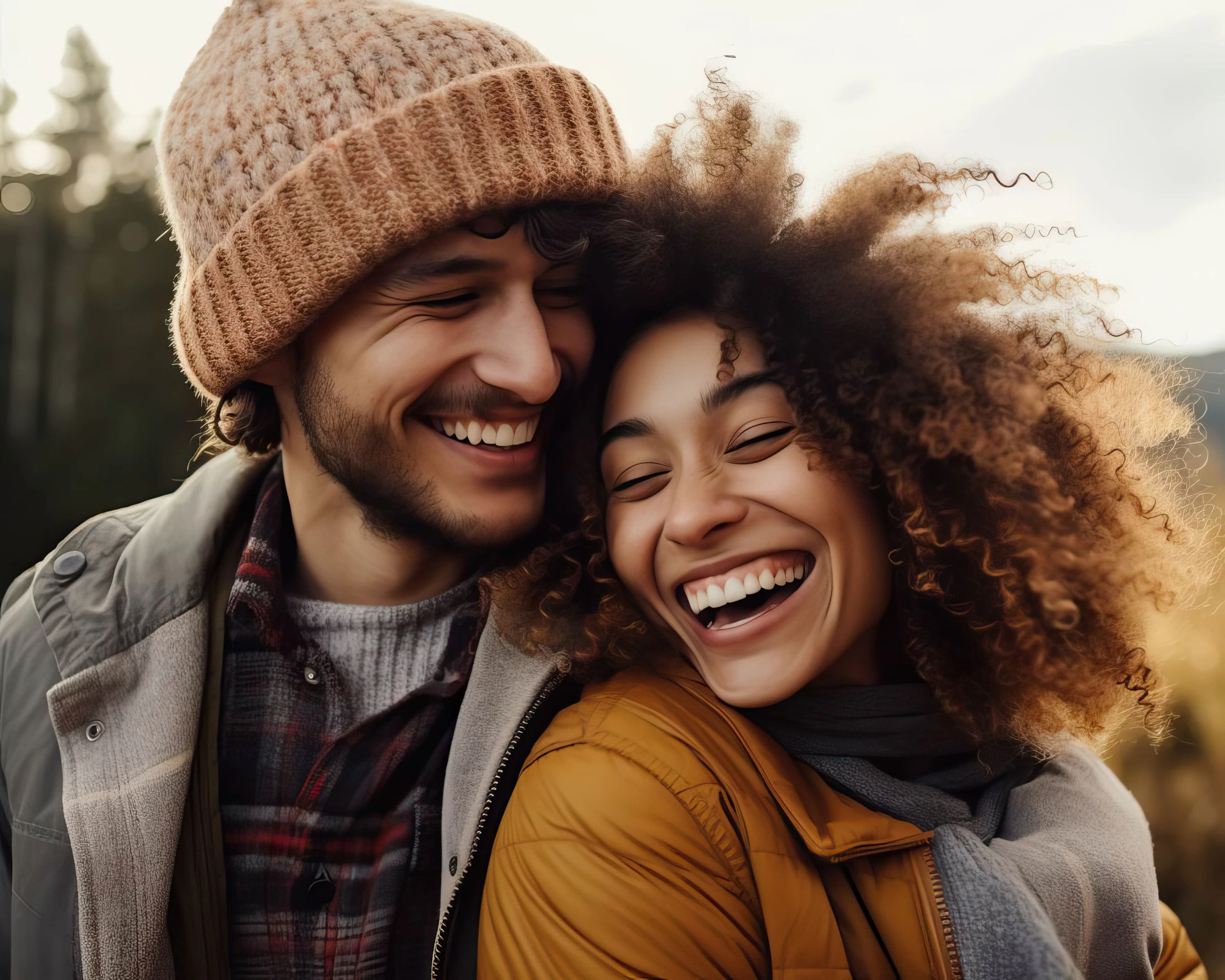 Friends sharing genuine confident smiles